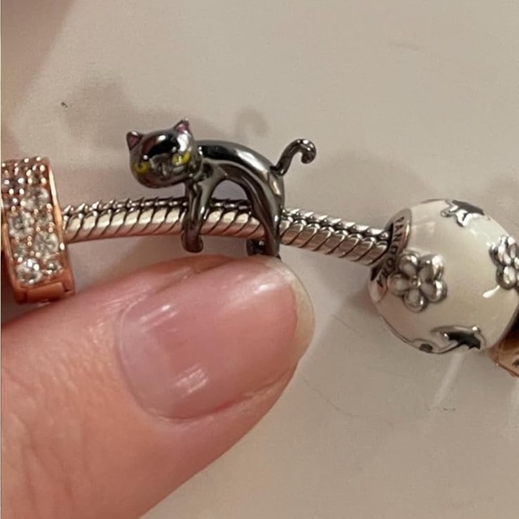 Black Kitty lover charm for Pandora bracelets sterling silver slide type - Picture 4 of 4